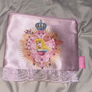Disney Pink Princess Satin Pouch with Lace Trim and Aurora Graphic